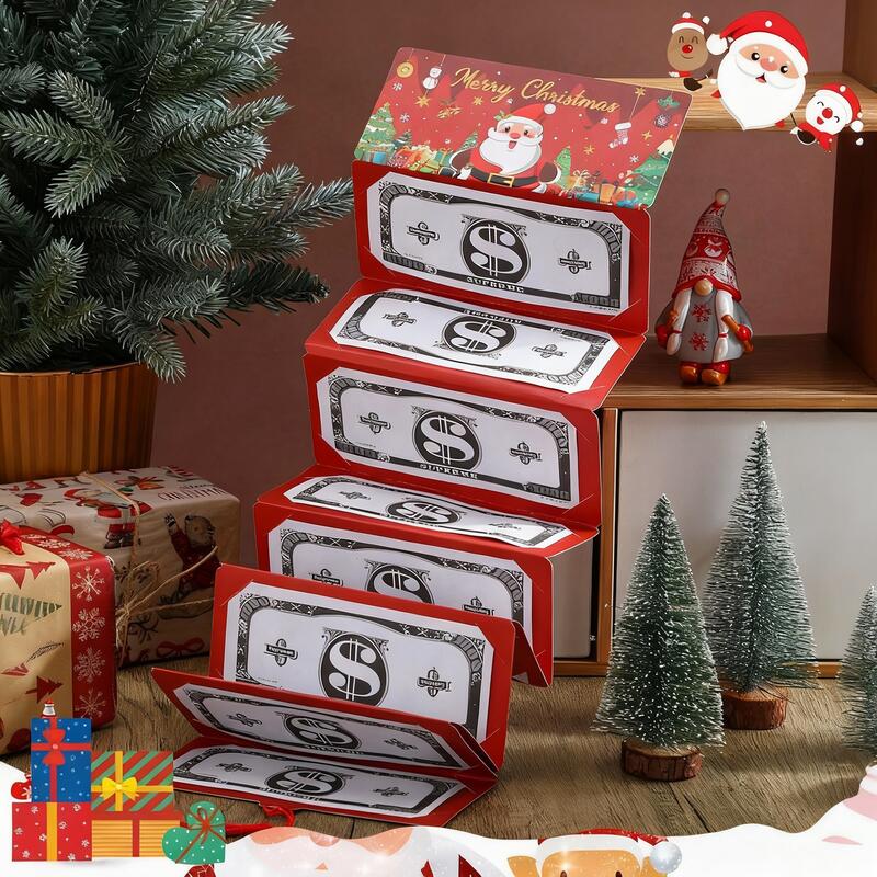 Santa Claus Dollar Bill 10-Slot Red Envelope Surprise Party Money Cash Box for Christmas