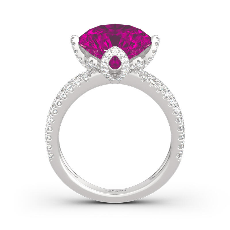 Blommönster Rundslipad Sterling Silverring