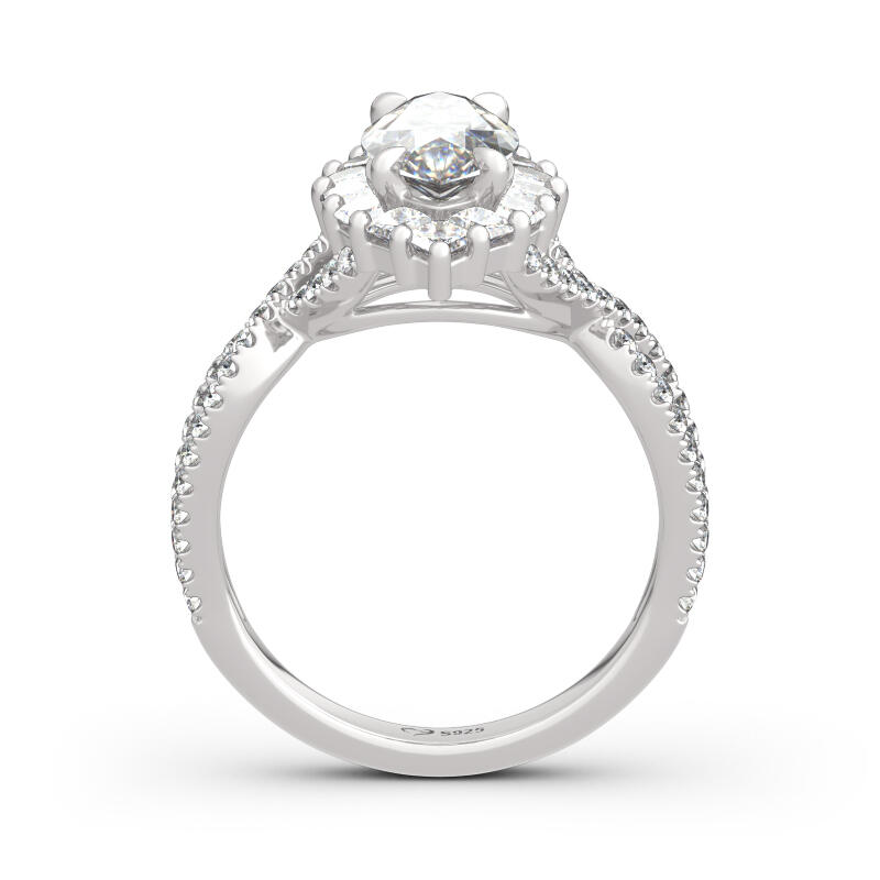 Jeulia Halo Split Shank Marquise Cut Sterling Silver Ring