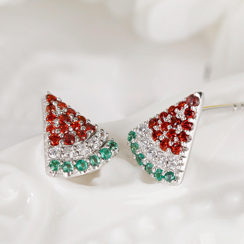 Jeulia "Summer Fruit" Watermelon Design Sterling Silver Earrings