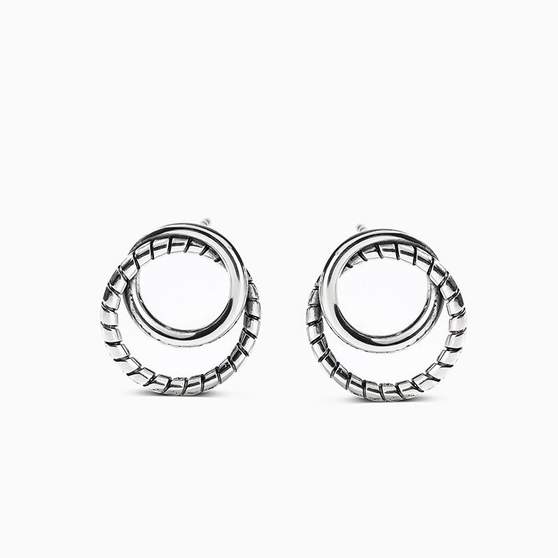 Jeulia "Rope Intertwining Circle" Sterling Silver Earrings