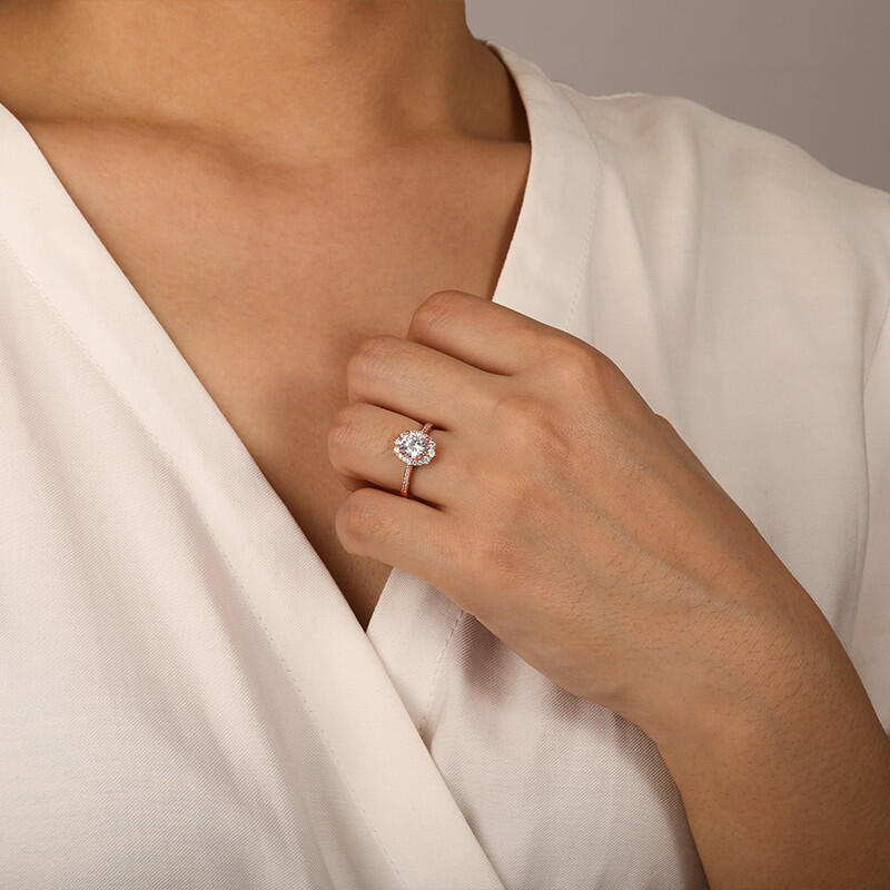 "For You My Love" Round Cut Cluster Halo Engagement Ring
