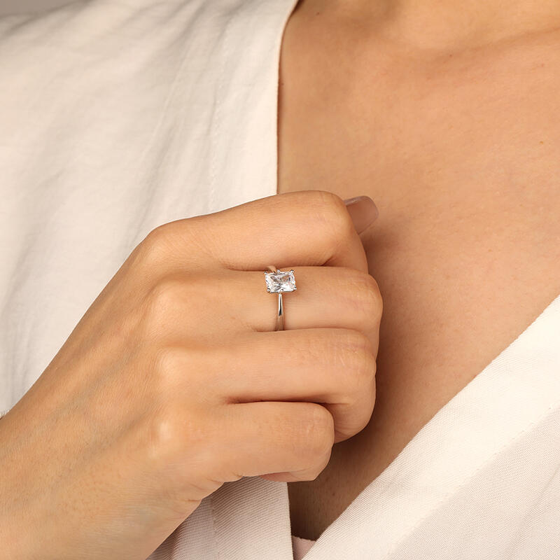 "You Mean The World To Me" 1ct Emerald Cut Solitaire Engagement Ring