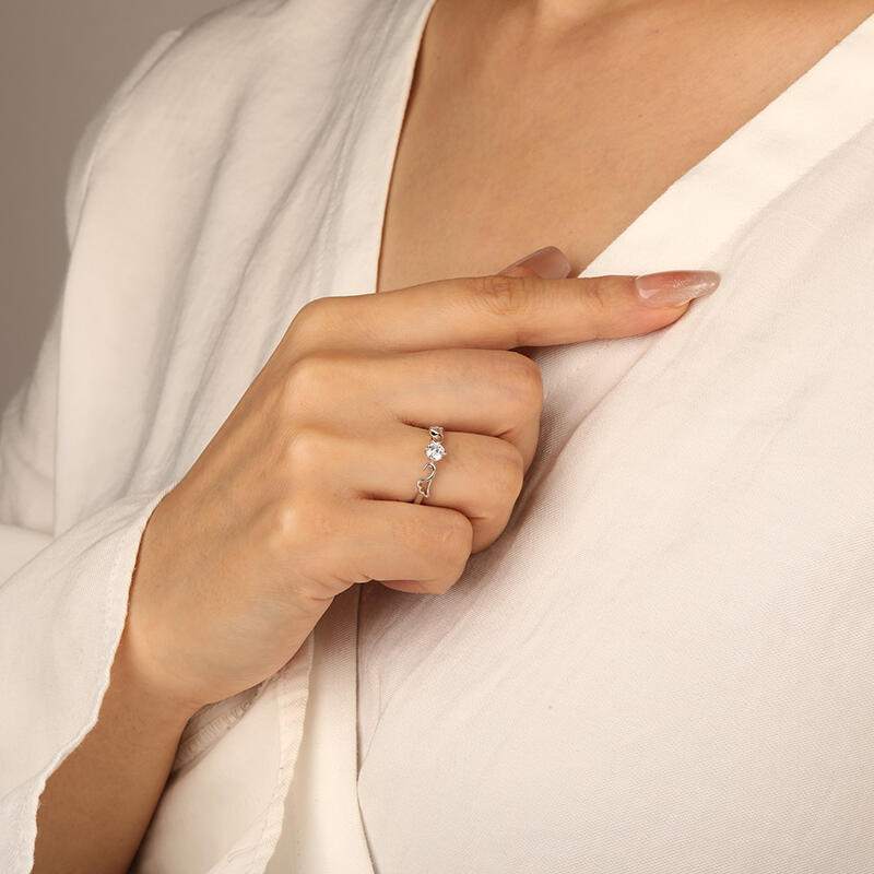"Angel Wings" Round Cut Solitaire Engagement Ring
