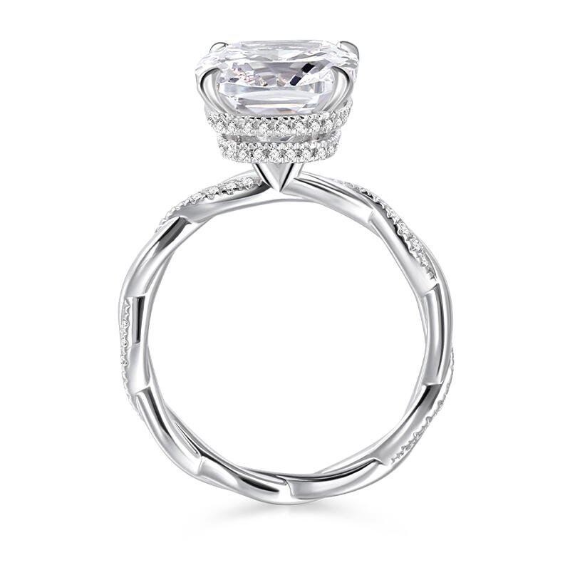Jeulia Twist Cushion Cut Sterling Silver Ring