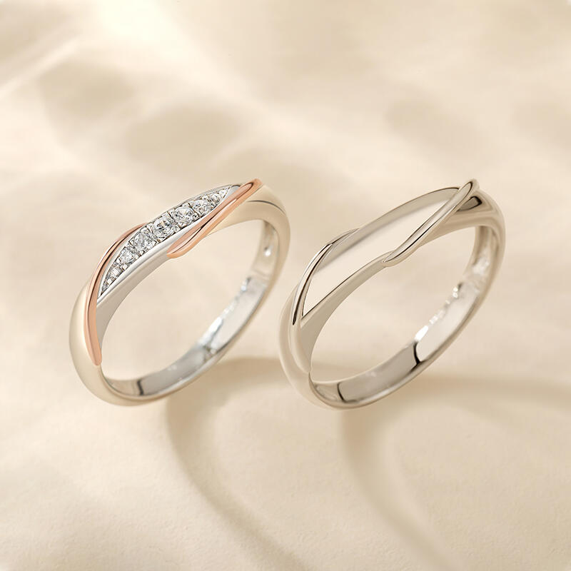 Jeulia Anillos de Pareja con Torsión Simple en Plata Esterlina