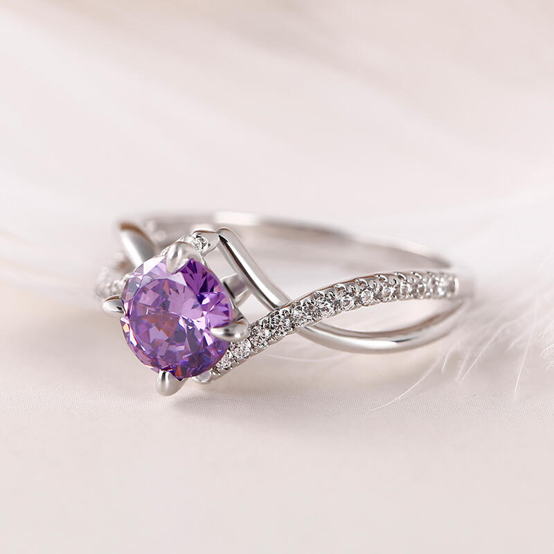 Jeulia Anillo 10K/14K/18K Platino de Boda Simple Trenzado Personalizado Corte Redondo