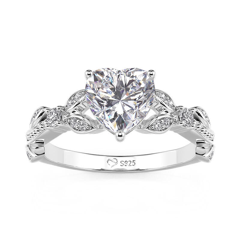 Jeulia Fine Vine Heart Engagement Ring Sterling Sliver