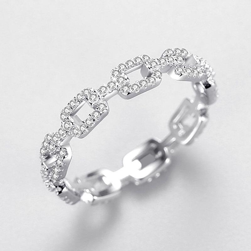 Jeulia Classic Chain Womens Ring Sterling Silver