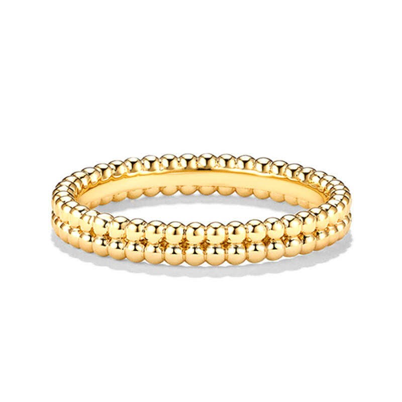 Jeulia Everyday Simple Gold Double-Row Beaded Ring