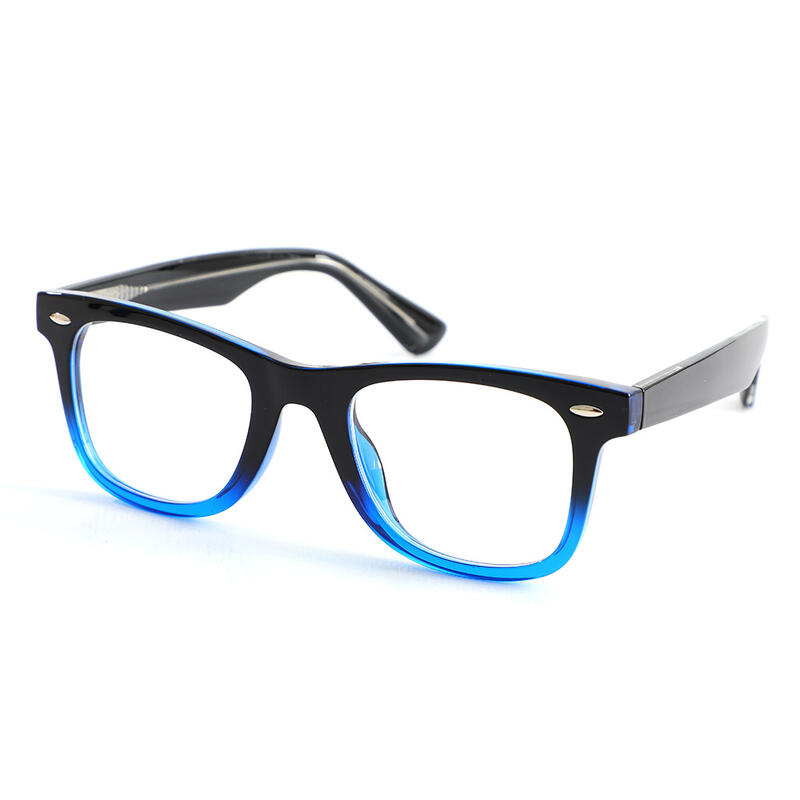 Simon Quadratische Schwarze Blaue Brille