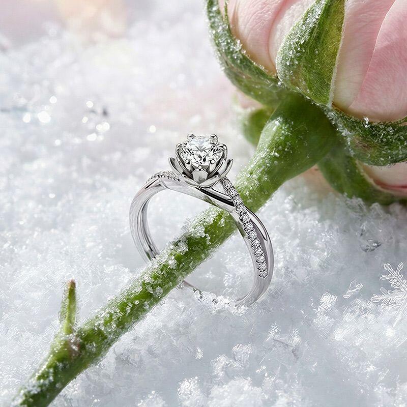 Jeulia Twisted Lotus Engagement Ring
