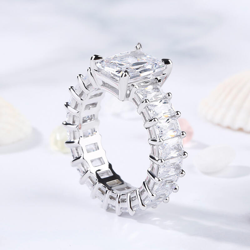 Jeulia Radiant Cut Eternity Sterling Silver Ring