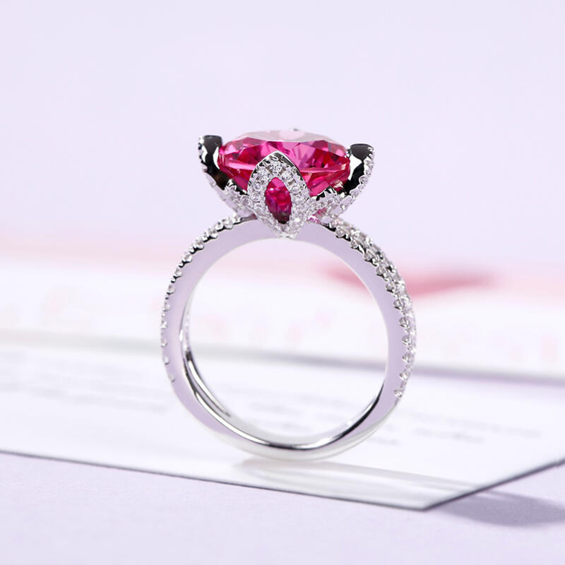 Blommönster Rundslipad Sterling Silverring