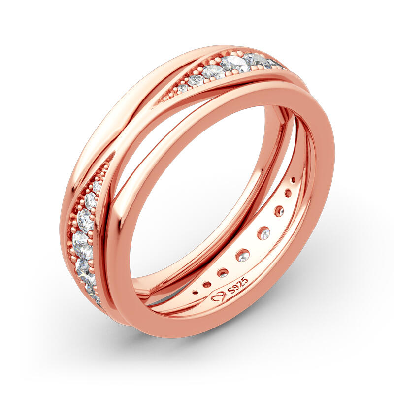 Jeulia Simple Design Round Cut Sterling Silver Women's Band