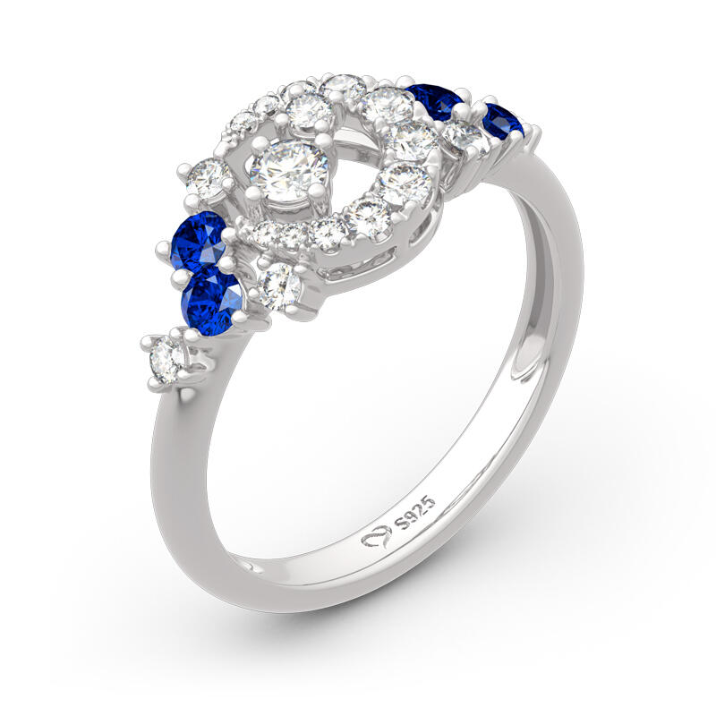 Jeulia Anillo de plata de ley con corte redondo y diseño de luna