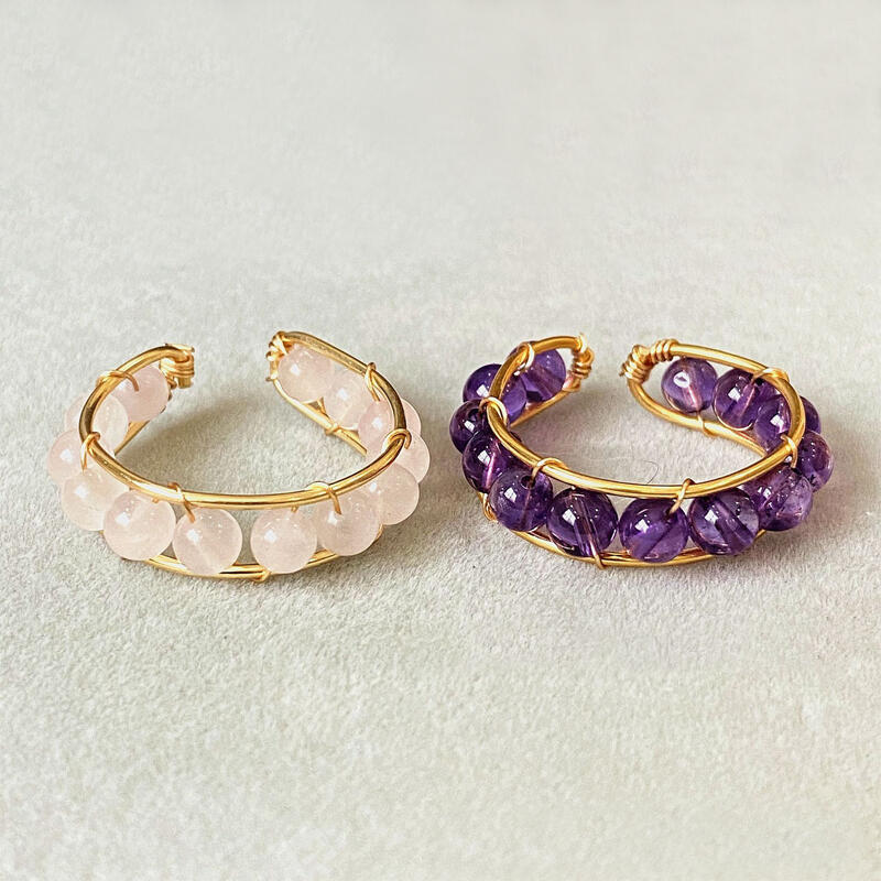 Jeulia "Love Me Unconditionally" Natural Rose Quartz Open Ring