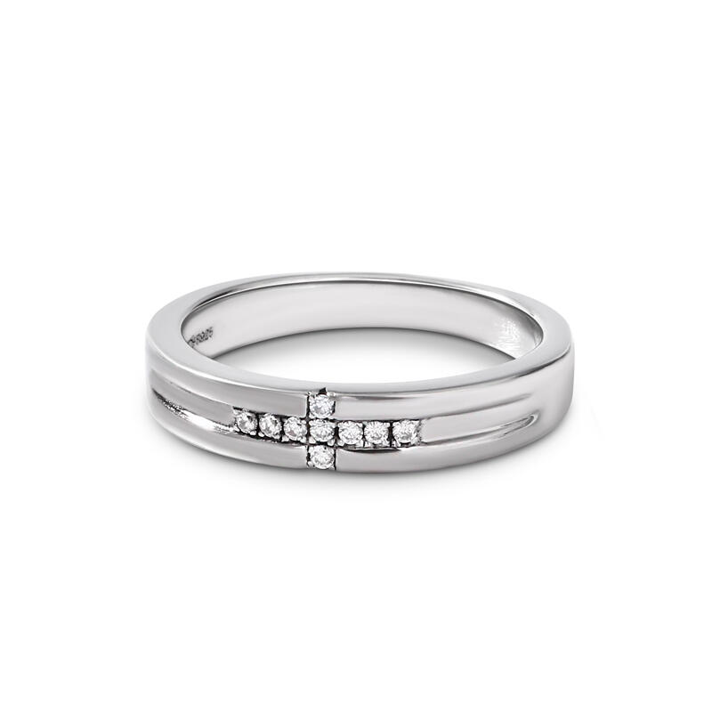 Jeulia Round Cut Sterling Silver Men's Band
