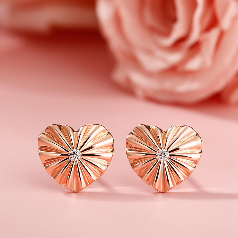 Jeulia "Love Edge" Heart Sterling Silver Children's Earrings