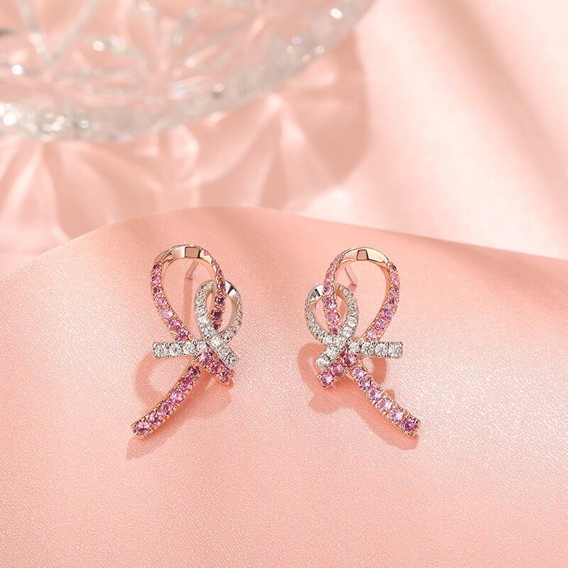 Jeulia Kolczyki Wstążki interlock srebrne "Love & Support"