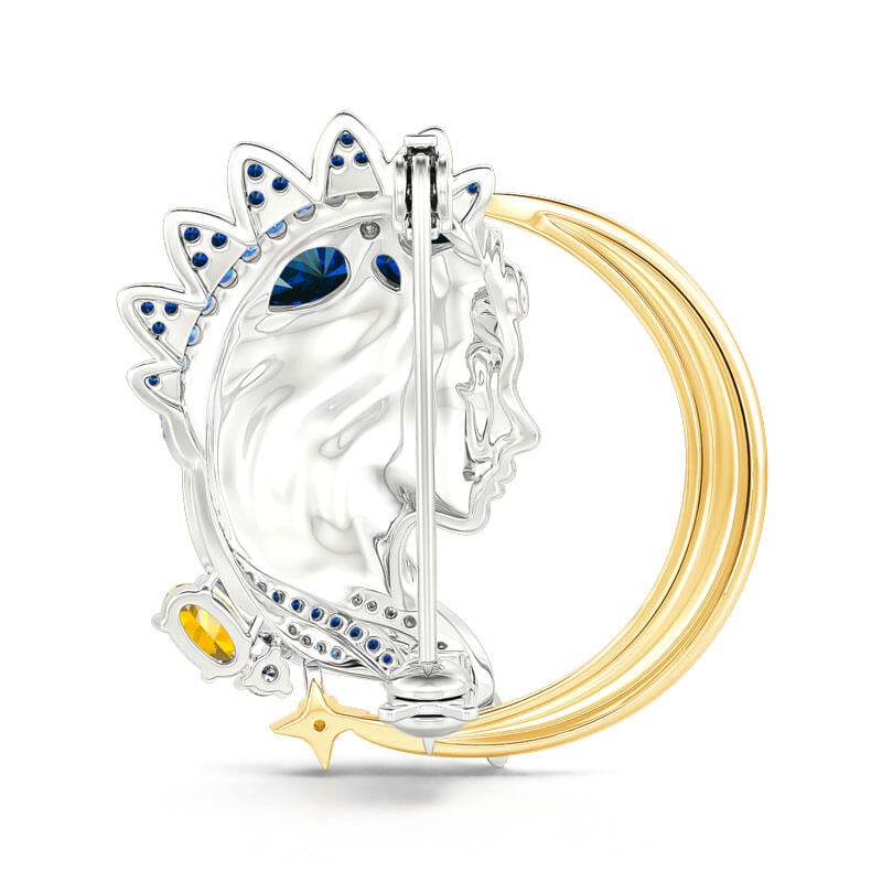 Jeulia Zodiac Sign Virgo with Moon Sterling Silver brooch