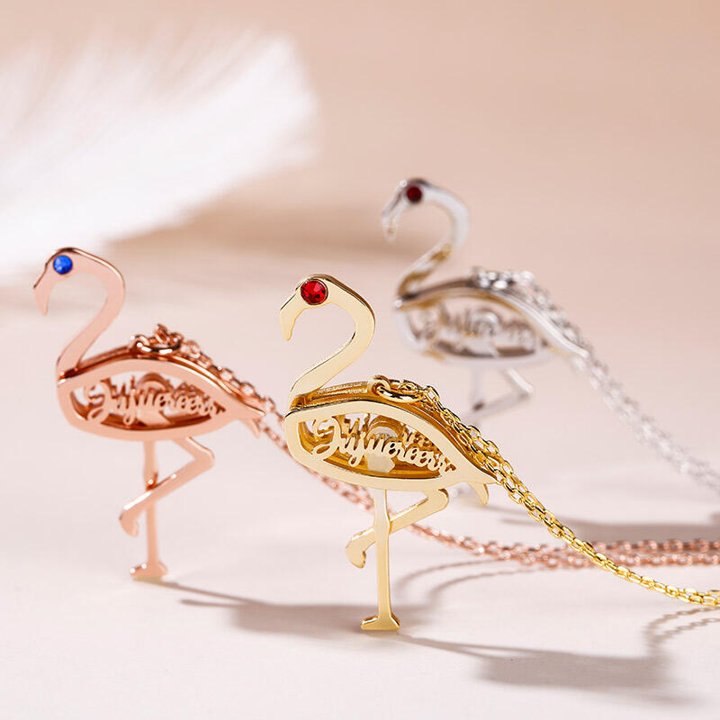 Jeulia Flamingo Personalized Sterling Silver Necklace