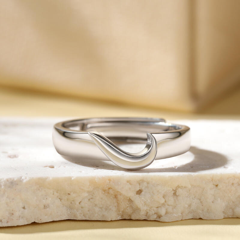 Jeulia Anillo para hombre de boda ajustable con corazón plata de ley