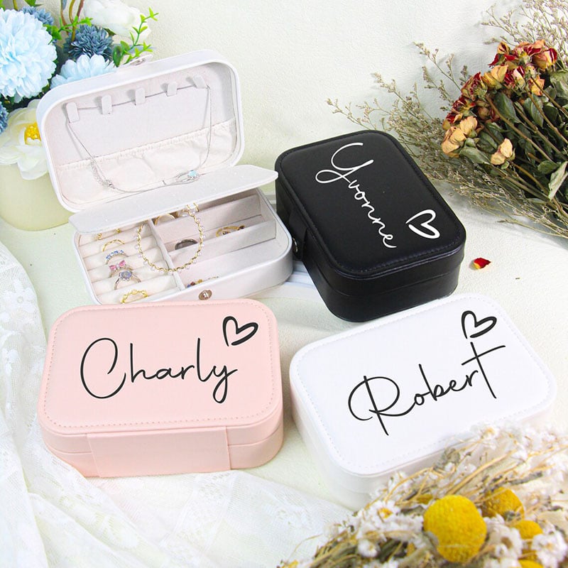 Rectangular Jewelry Box Personalized Rectangle Jewelry Box With Custom Name and Hollow Heart ...