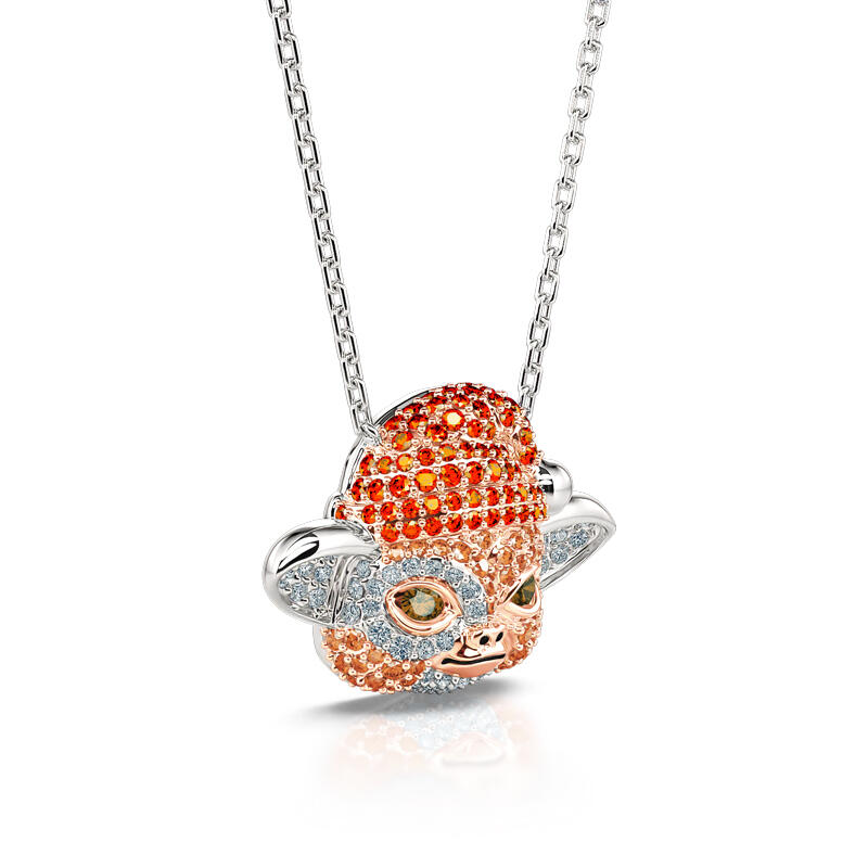 Jeulia "Small Evil Monster" Cute Design Sterling Silver Necklace