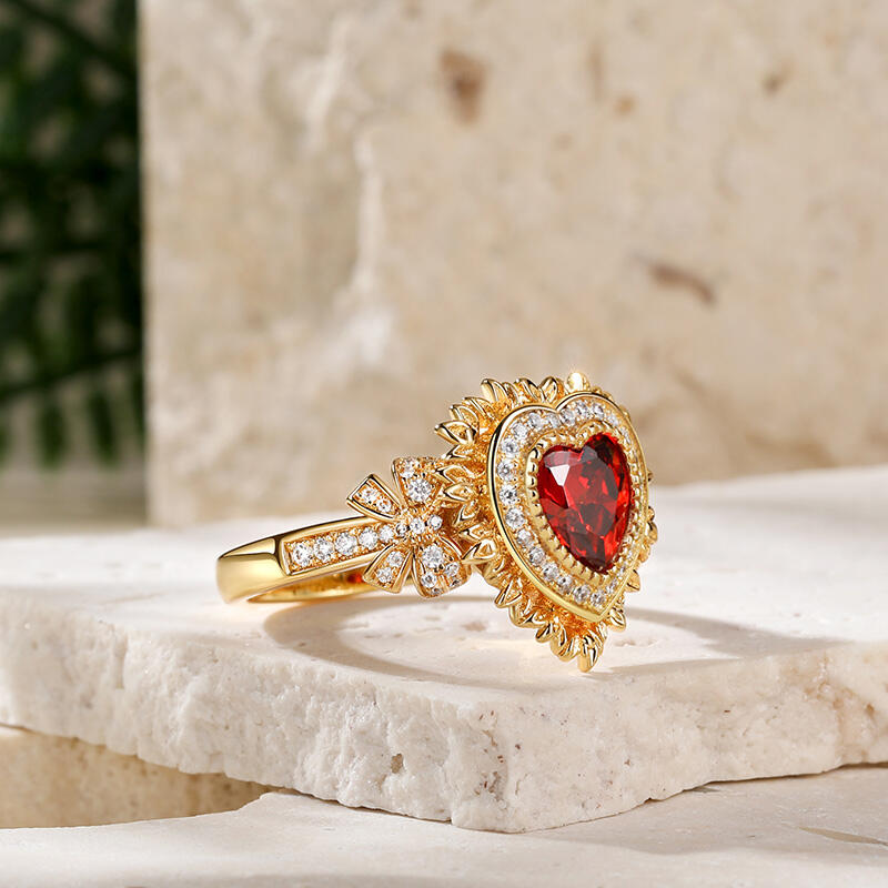 Jeulia "Radiant Love" Halo Heart Cut Sterling Silver Ring