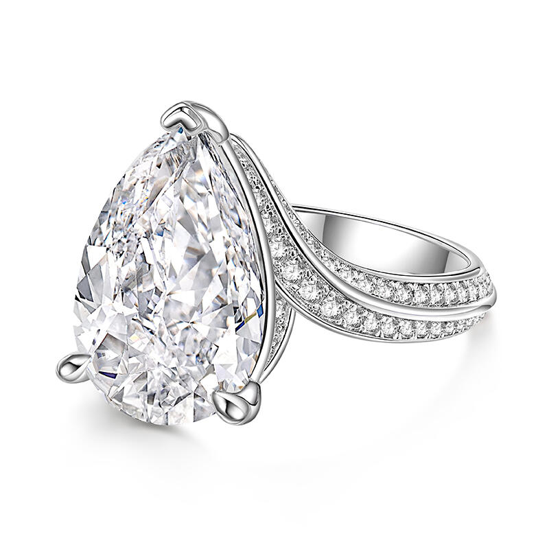 Jeulia "Intertwining" Pear Cut Sterling Silver Ring