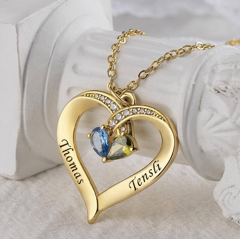 Personalized Heart Shaped Birthday Necklace With Name Sweet Gift For Valentine's Day