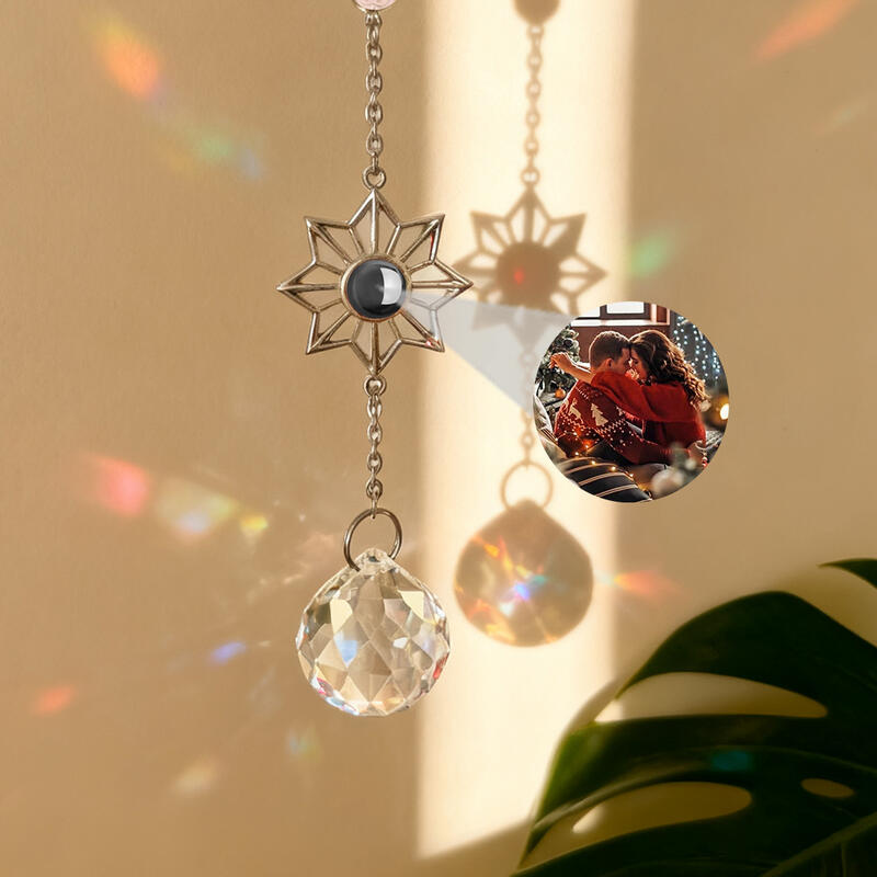 Gepersonaliseerde achtpuntige ster projectiebeeld hangende ornament kerstcadeau voor dierbaren