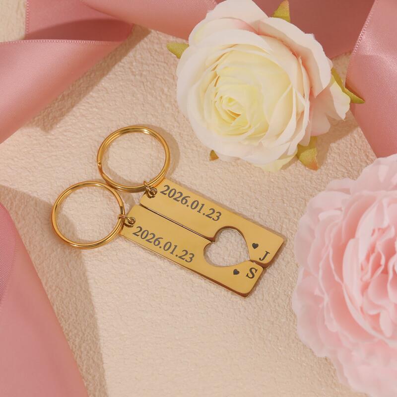 Customizable Couple Keychains Personalized Couple Keychains with Customizable Dates and Letters Sweet ...