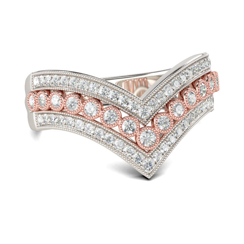 Jeulia Two Tone Curve Round Cut Women's Band