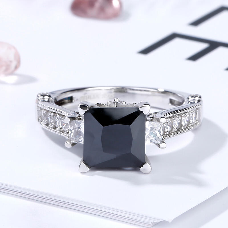 Jeulia Princess Cut Sterling Silver Ring