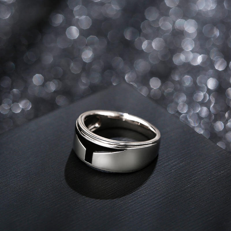 Jeulia Bague Homme en Argent Sterling à Visière en T