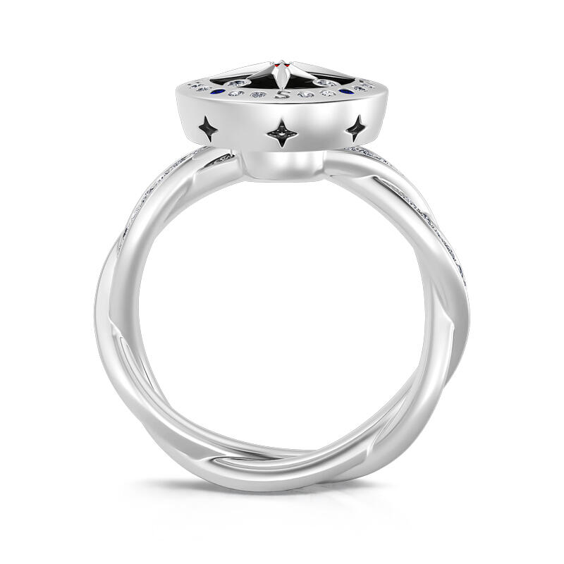 Jeulia "Life's Journey" Compass Sterling Silver Rotating Ring