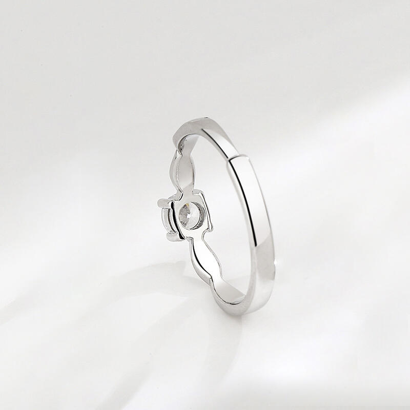 Jeulia Solitaire Round Cut Sterling Silver Adjustable Engagement Ring