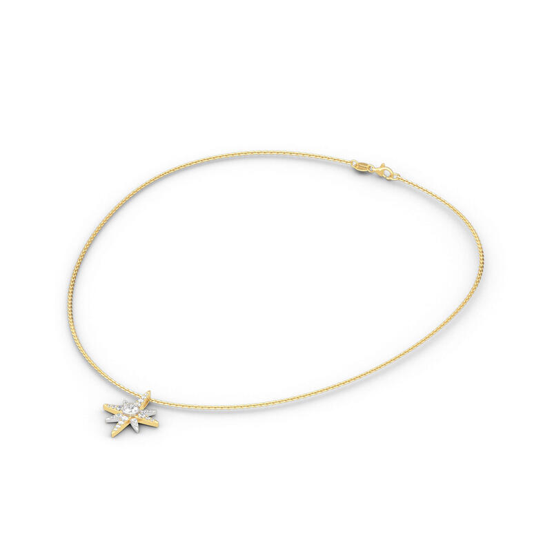 Jeulia Two Tone Star Sterling Silver Necklace