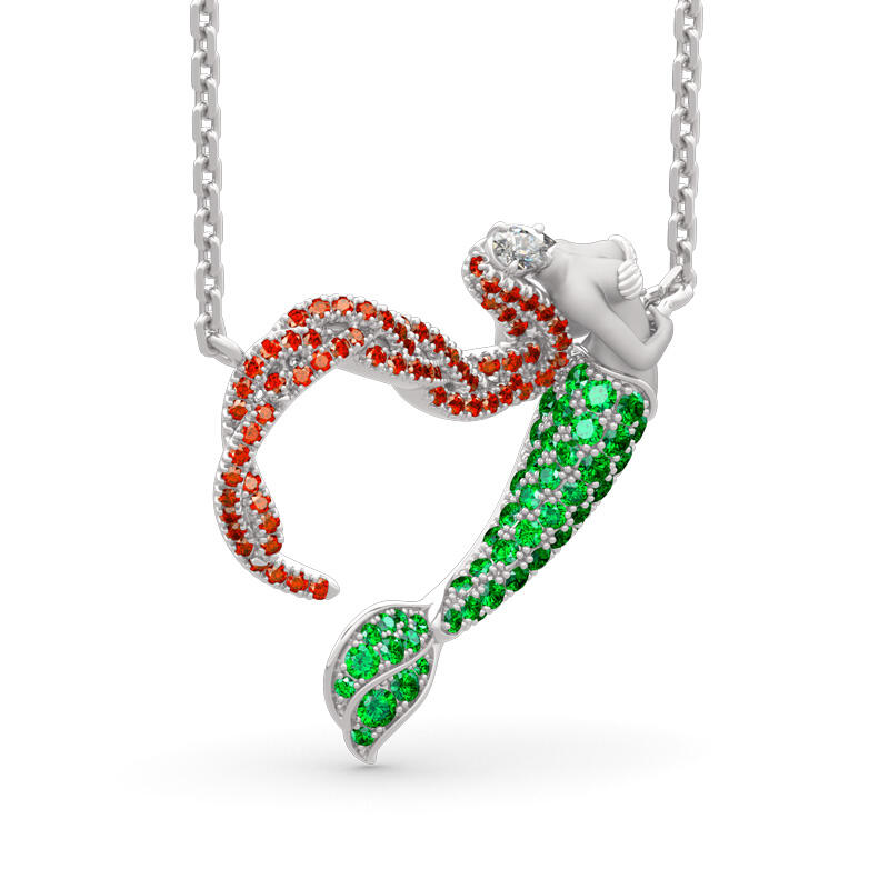 Jeulia "Ocean's Light" Sterling Silver Mermaid Gift Necklace for Valentine's Day