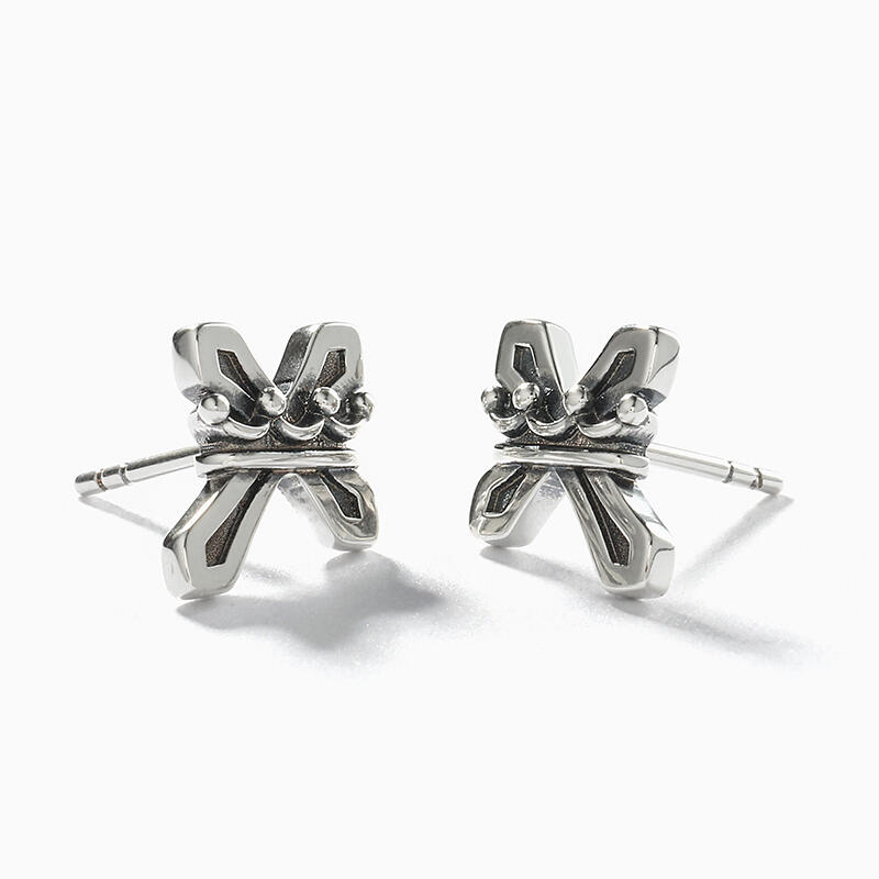 Jeulia "Crown and Cross" Sterling Silver Earrings