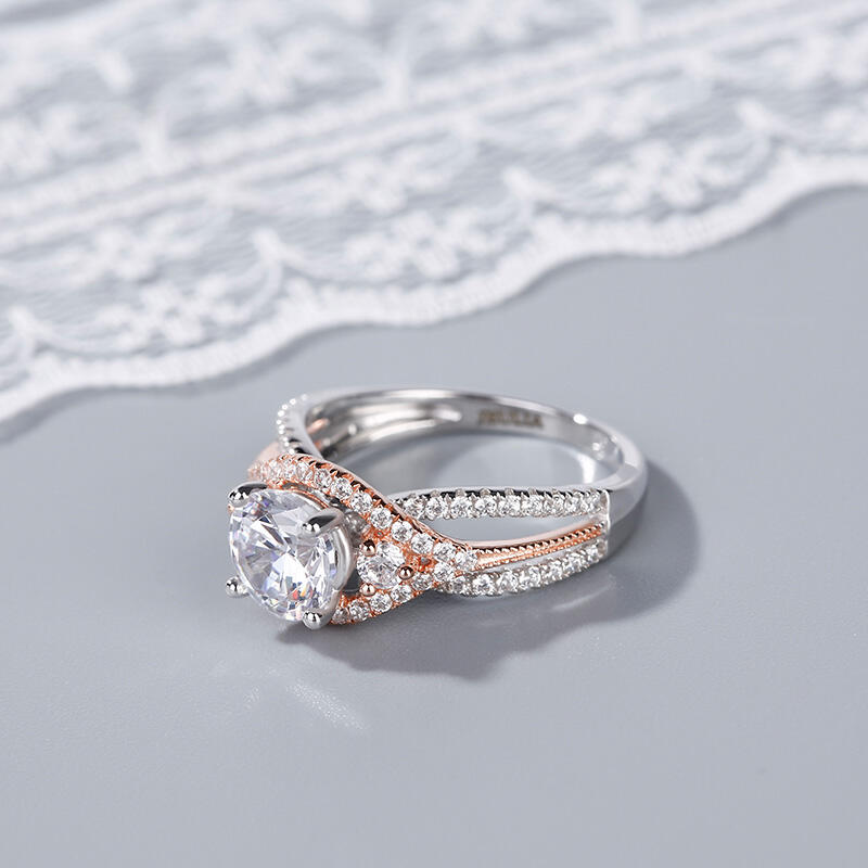 Jeulia Anillo Con Halo De Talla Redonda En Plata De Ley