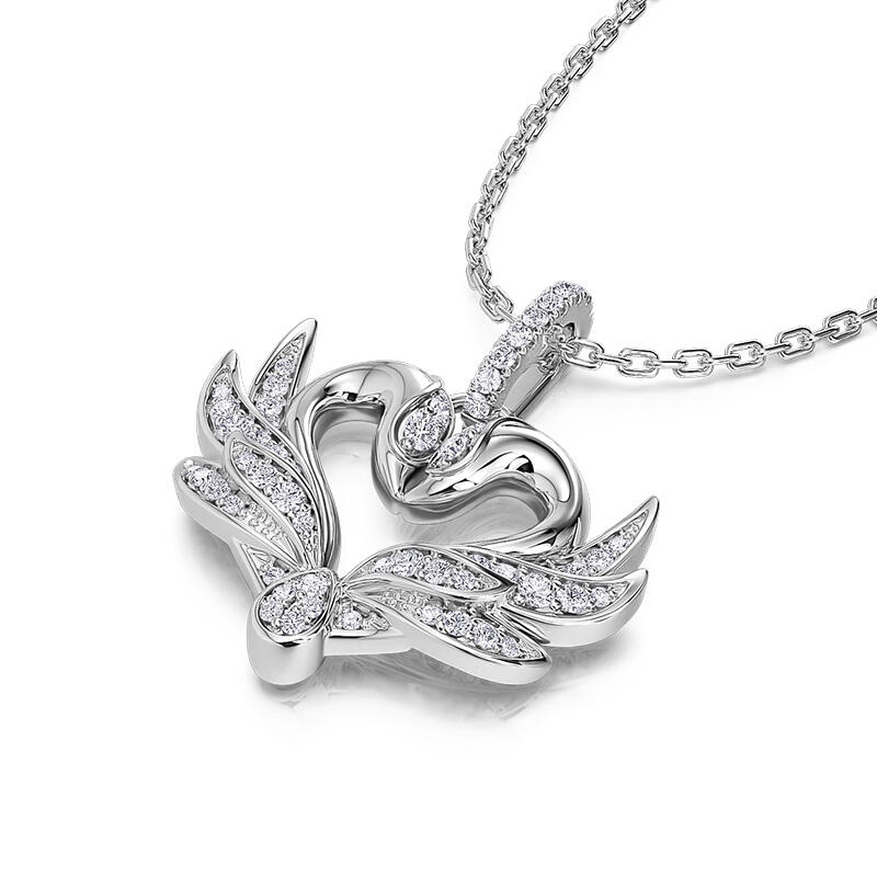Jeulia Collar de Plata de Ley con Forma de Corazón de Cisne