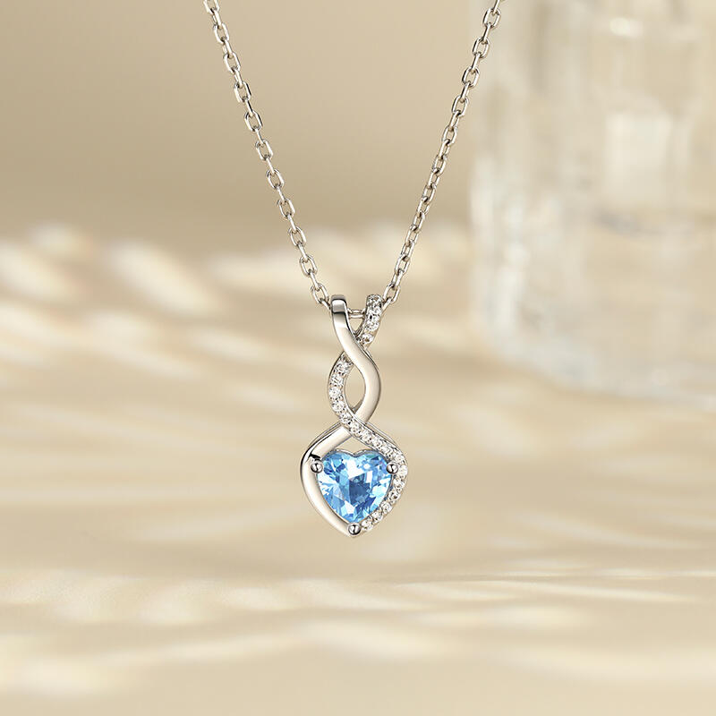 Jeulia Twist Heart Cut Sterling Silver Personalized Necklace