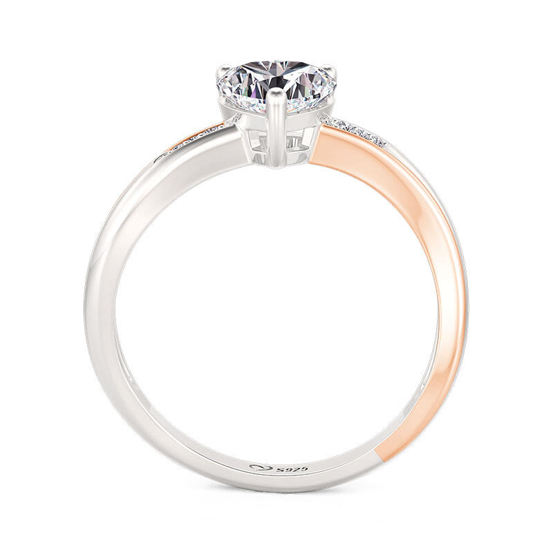 Jeulia Two Tone Wave Heart Cut Engagement Ring Sterling Silver