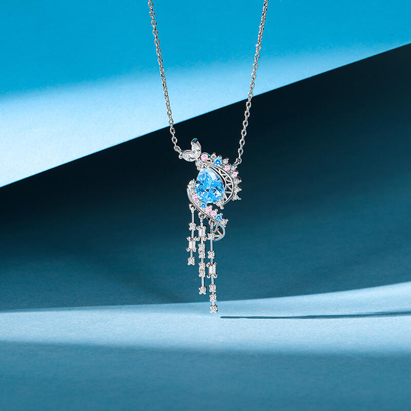 Jeulia Waterfall Butterfly Necklace