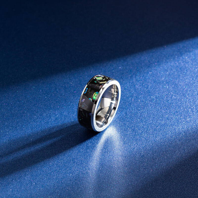 Jeulia Abalone Shell Titanium Steel Men's Band