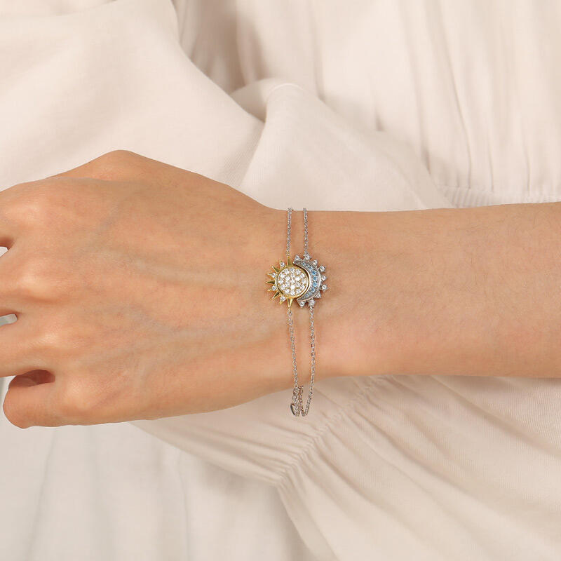 Jeulia Pulseras Apilables de Sol y Luna