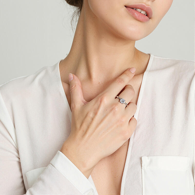 "Endless Summer Nights" Round Cut Side Stone Engagement Ring